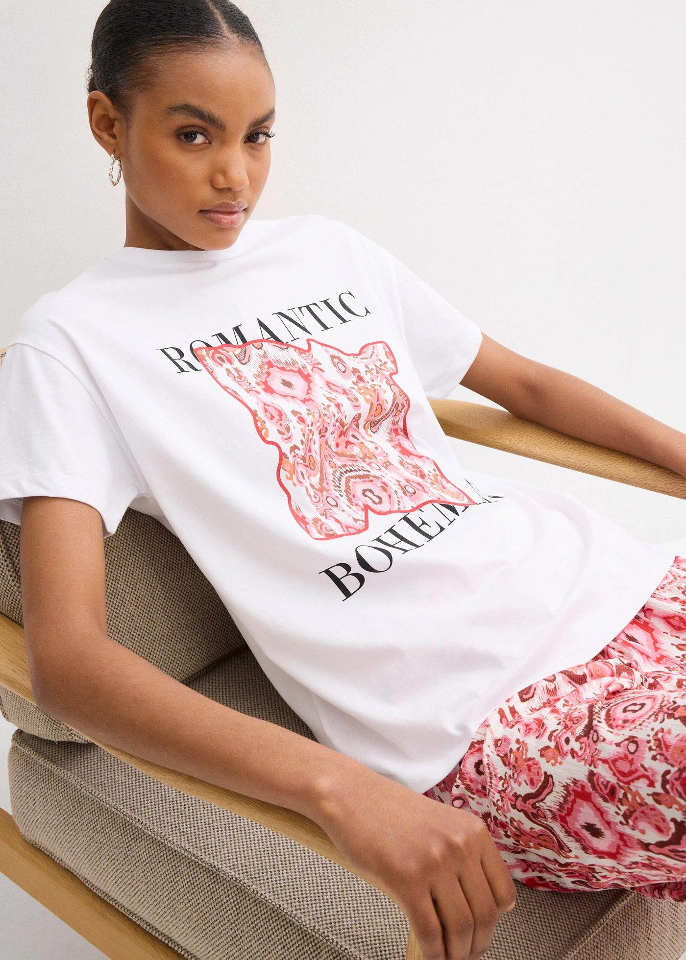 Tričko z čisté bavlny • bílo-červená s potiskem • bonprix obchod