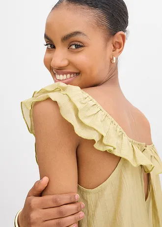 Mini jurk met volants • olijfkaki • bonprix online shop