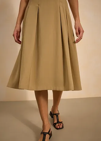 Skládaná sukně z měkké viskózové směsi • khaki hnědá • bonprix obchod