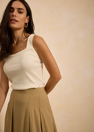 Skládaná sukně z měkké viskózové směsi • khaki hnědá • bonprix obchod