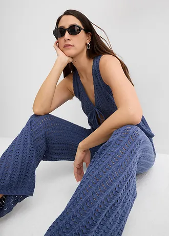 Pletená vesta s dírkovaným vzorem • indigo • bonprix obchod