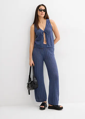 Pletená vesta s dírkovaným vzorem • indigo • bonprix obchod