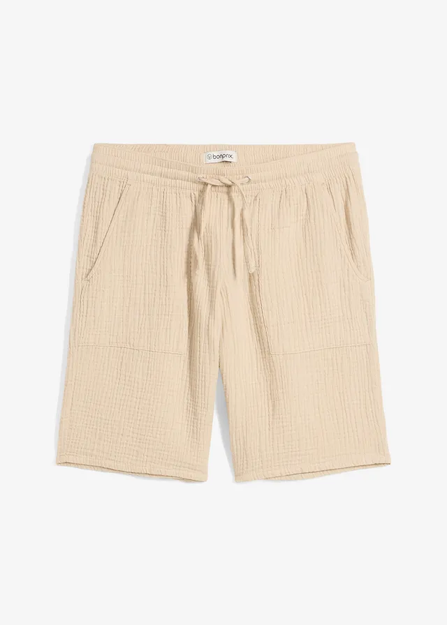 Mušelínové bermudy s vysokým pohodlným pásom