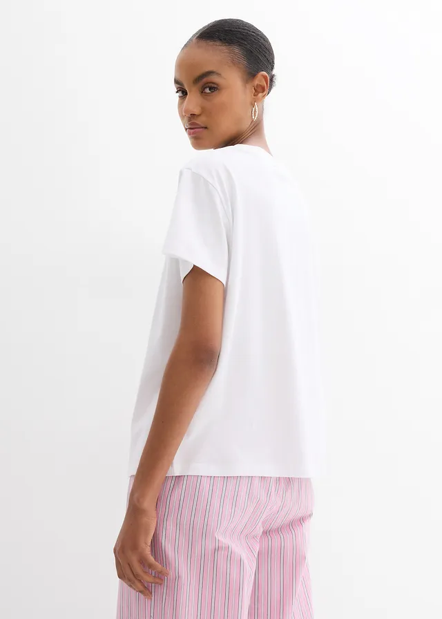 T-shirt 100% coton, imprimé, Couleur: blanc imprimé