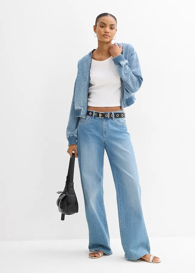 Přiléhavé tričko z čisté organické bavlny světle modrý denim