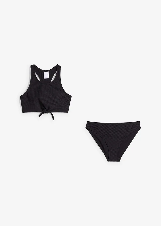 Bikini van gestructureerd materiaal (2-dlg. set), Kleur: zwart