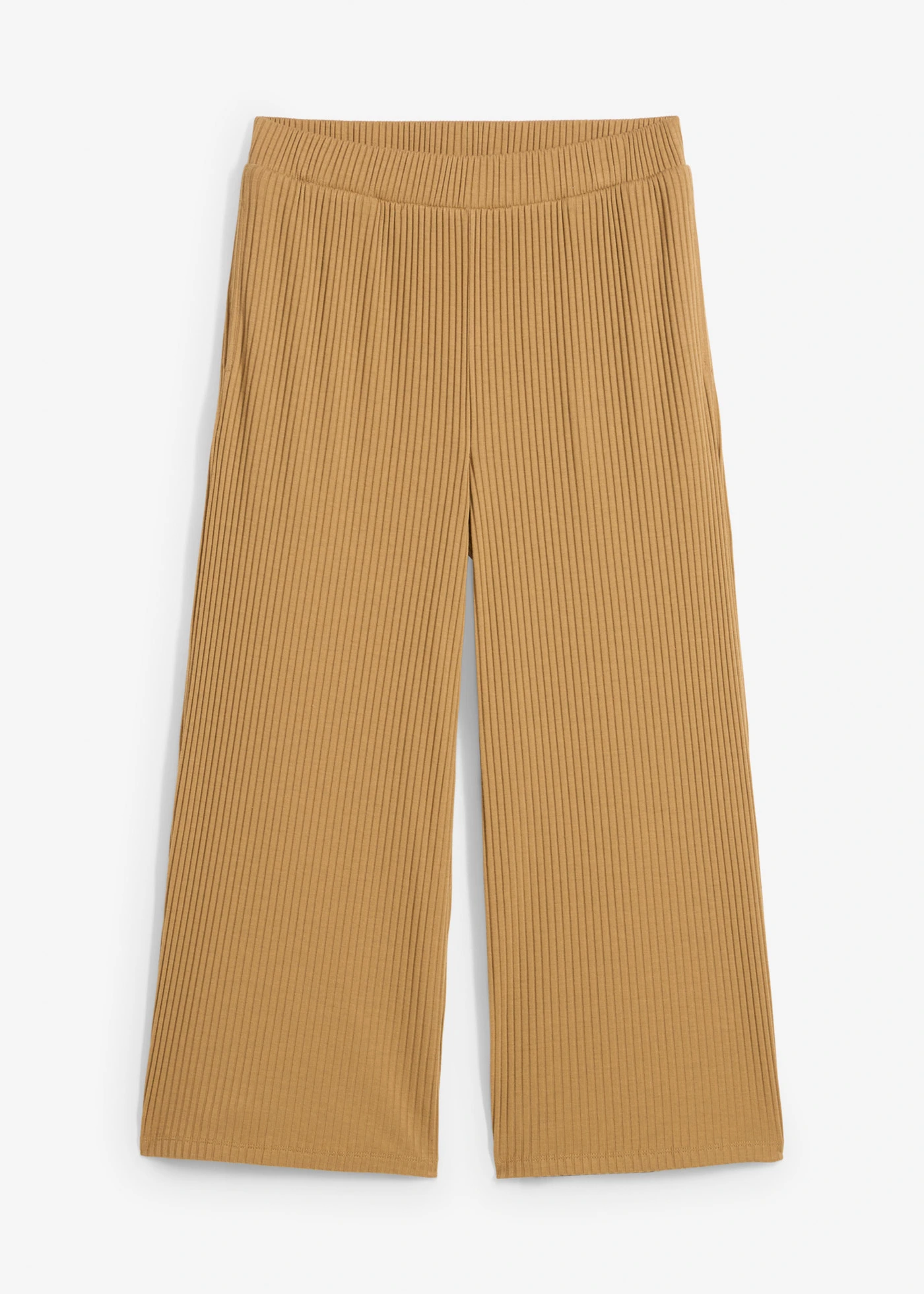 Geribde jersey broek met comfortabele tailleband • kakibruin • bonprix online shop