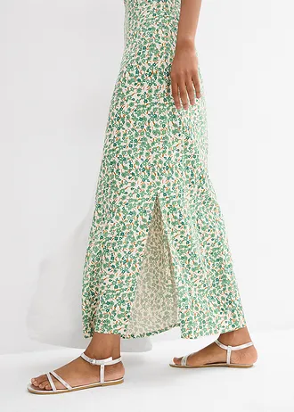 Šaty na ramínka, ze splývavé viskózy • břečťanově zeleno-krémově bílá • bonprix obchod