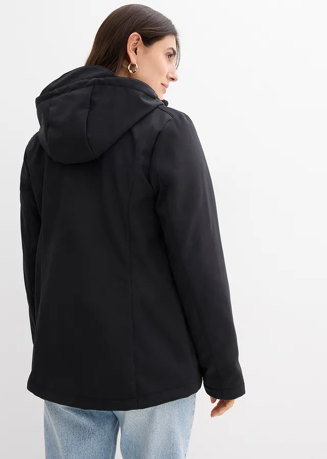 6-in-1 zwangerschapsjas/draagjas met afneembare fleecejas, Kleur: zwart/wolwit