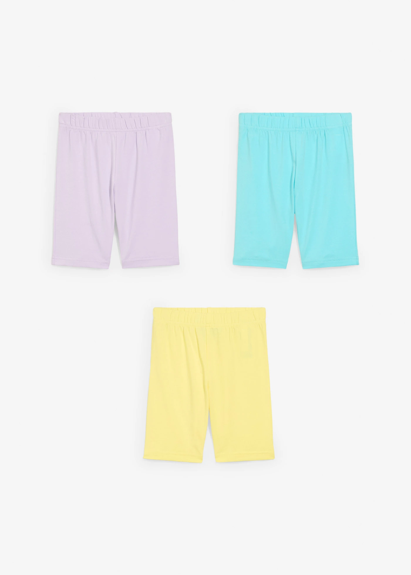 Colanți scurți din amestec elastic cu bumbac (set/3 buc.) • galben-lămâie deschis+liliachiu pastel+acvamarin • magazin bonprix
