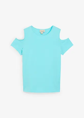 Tričko s prostřihy na ramenou, z čisté organické bavlny • aqua • bonprix obchod