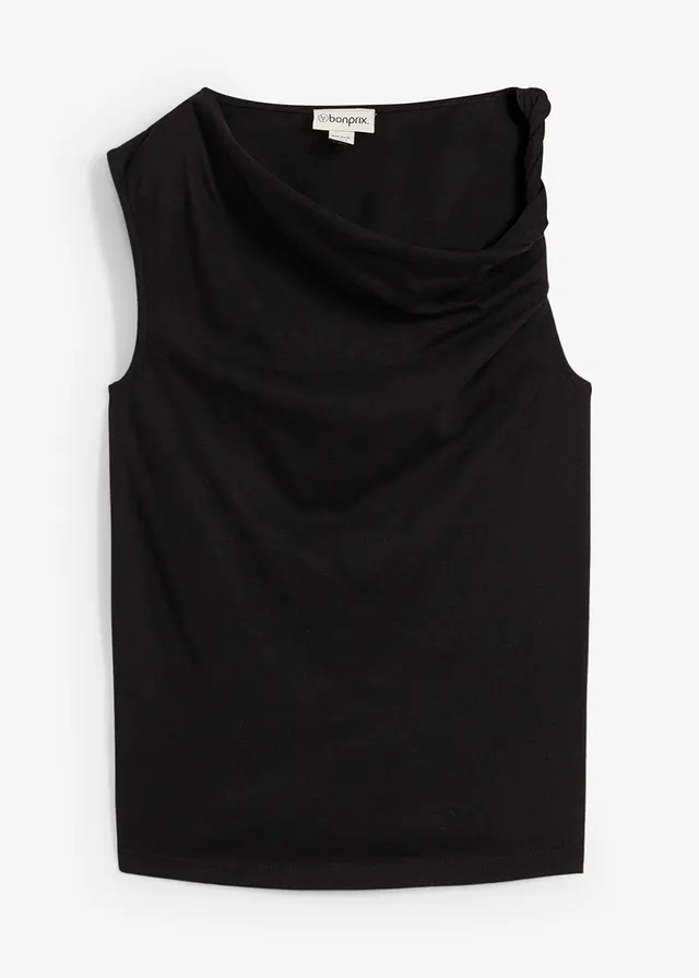 Top en maille légère, Couleur: noir