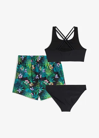 Bikini et jupe paréo (ens. 3 pces), Couleur: noir imprimé