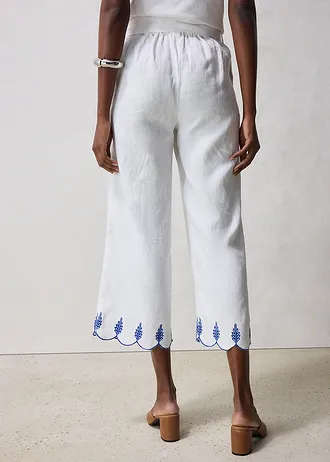 Fustă Culotte din in cu cordon (set/2 buc.) • alb • magazin bonprix