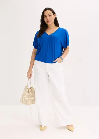 T-shirt oversize en viscose douce et extensible, Couleur: bleu arctique
