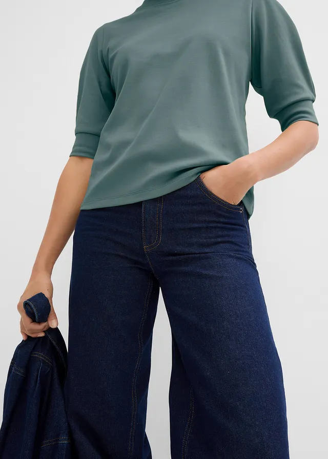 Bluză tricot din bumbac organic 100% • verde eucalipt • magazin bonprix