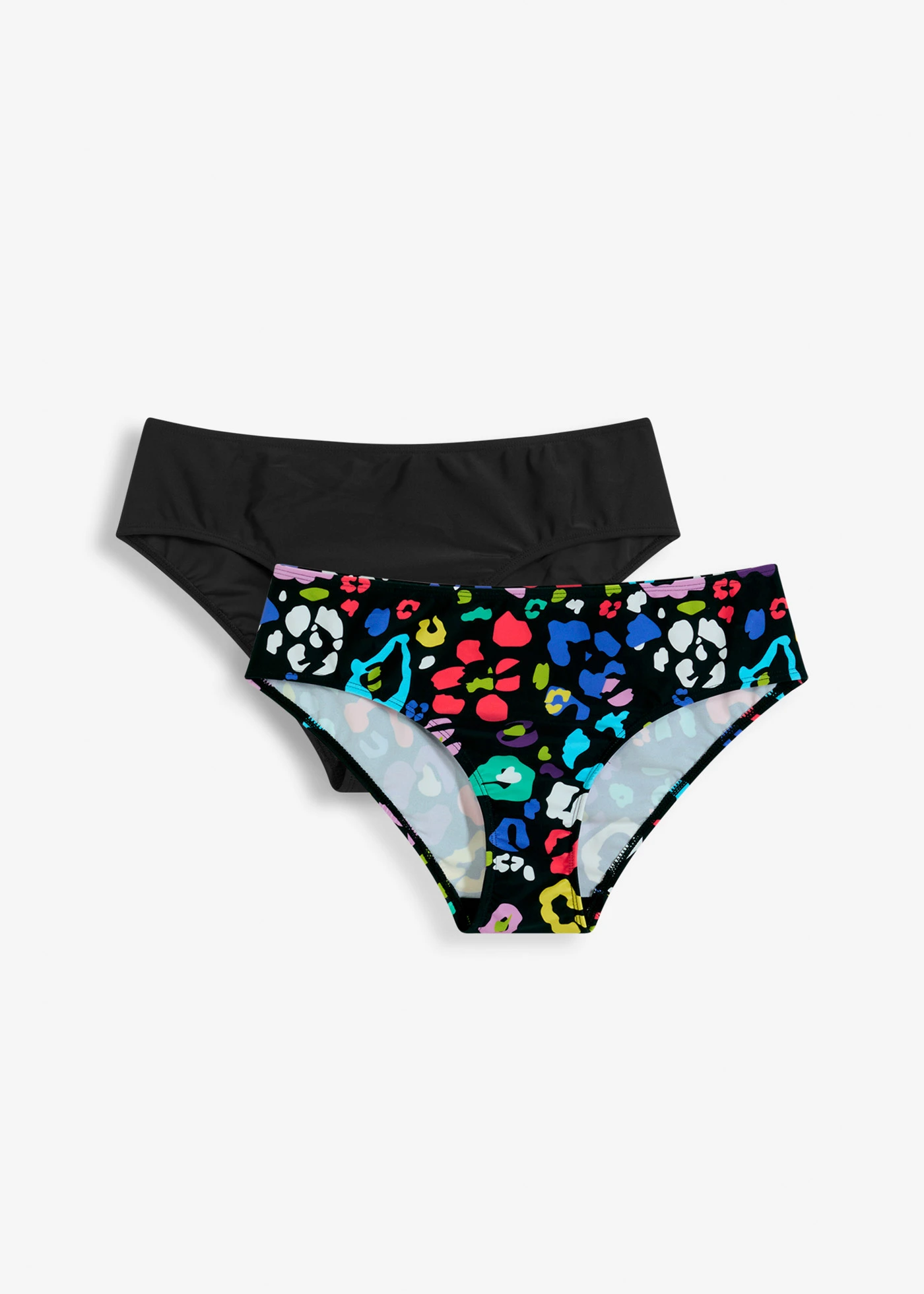 Bikinové kalhotky (2 ks v balení) • černá + černo-pestré barvy s potiskem • bonprix obchod