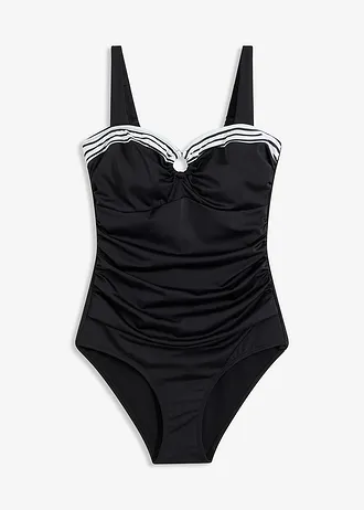 Maillot 1 pièce sculptant, maintien léger • noir/blanc • Boutique bonprix