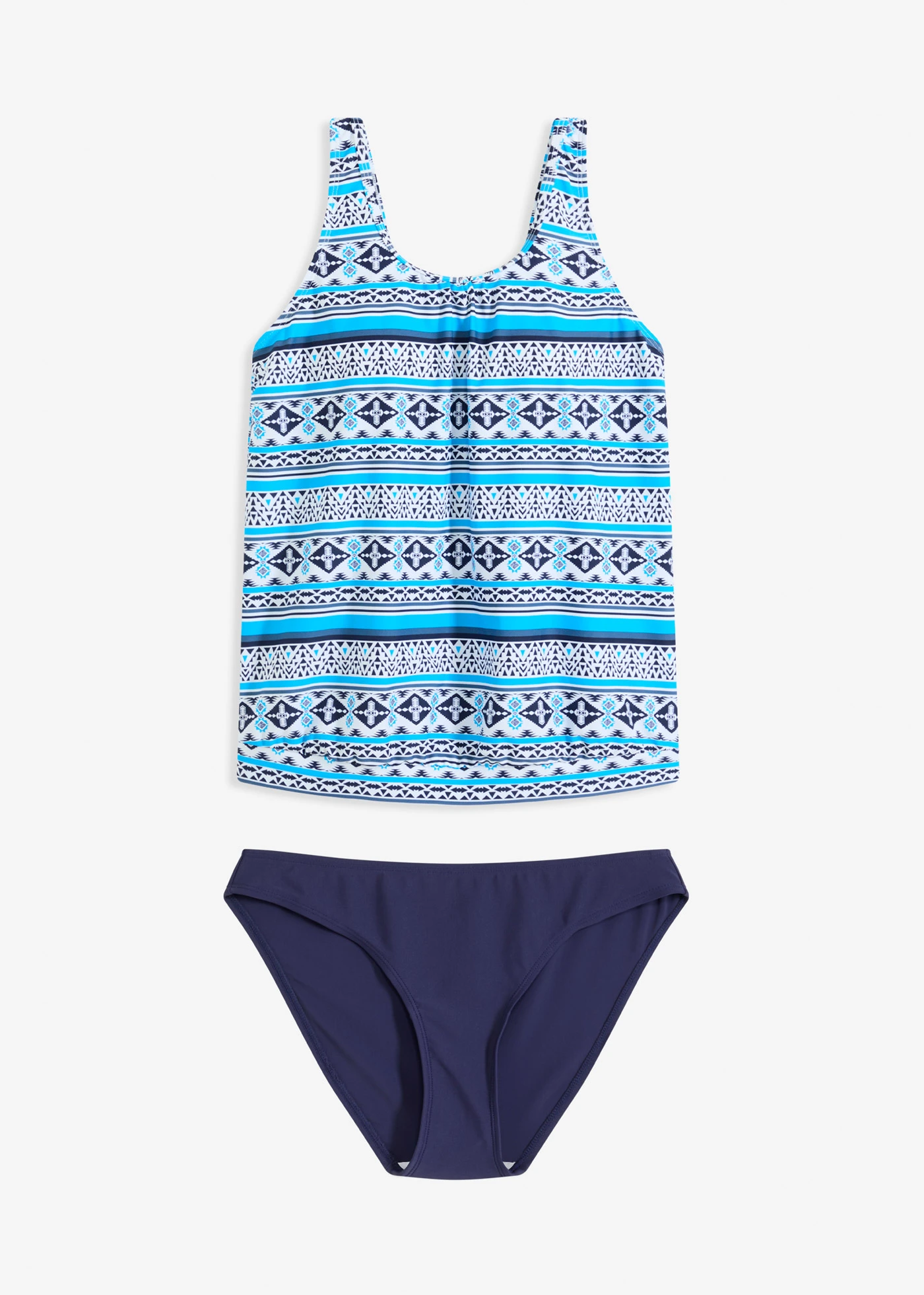 Oversized tankini (2-dlg. set) • donkerblauw-turkoois-grijs • bonprix online shop