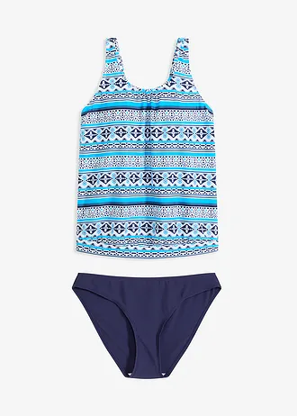 Oversized tankini (2-dlg. set) • donkerblauw-turkoois-grijs • bonprix online shop