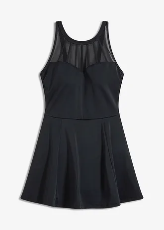 Robe de bain sculptante avec mesh transparent, maintien modéré • noir • Boutique bonprix