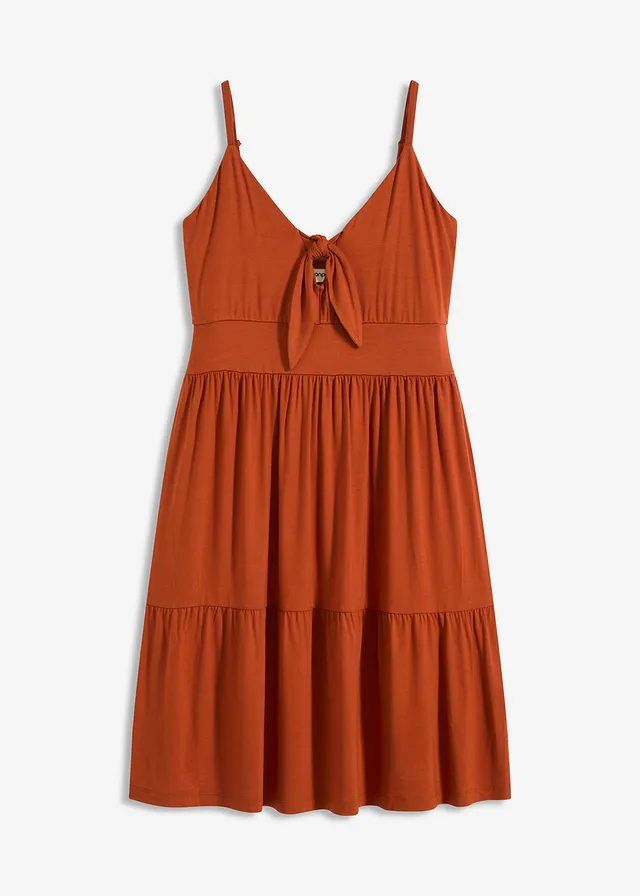 Šaty na ramienka s uzlíkovým detailom