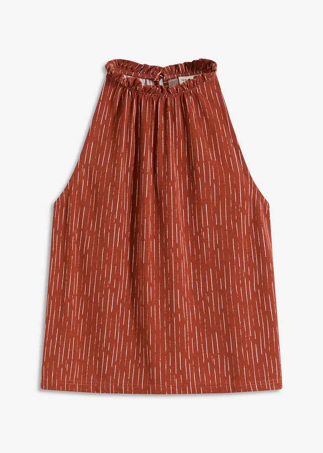 Žerzejový top • rezavě hnědá s potiskem • bonprix obchod