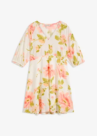 Tuniekjurk van soepele viscose met print • wit-melba-lichtzalm gebloemd • bonprix online shop