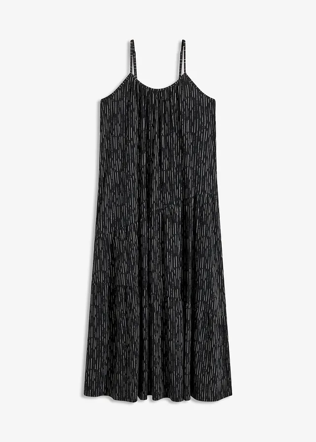 Jersey jurk, Kleur: zwart gedessineerd
