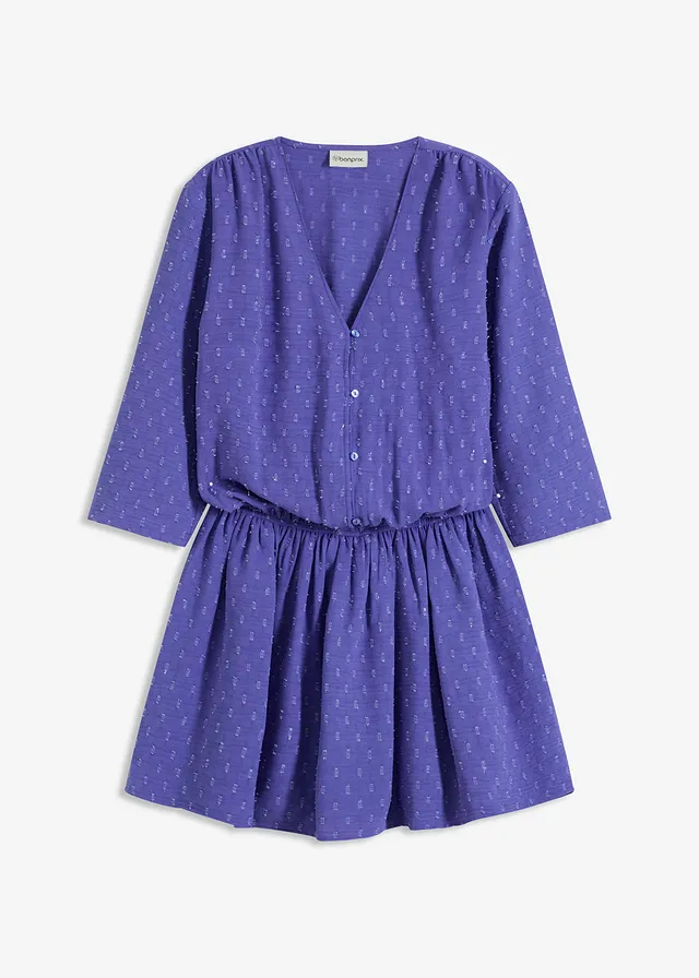Mini jurk van getextureerd materiaal • paarsblauw • bonprix online shop