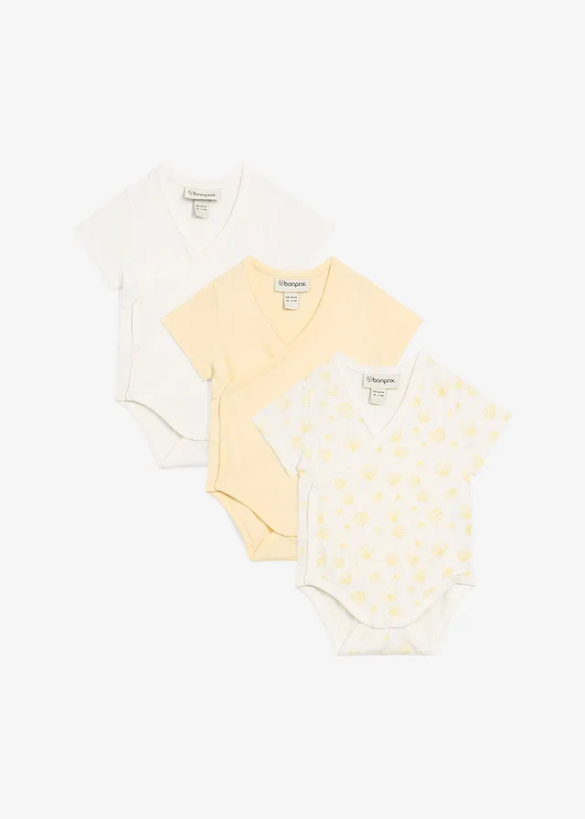 Body petrecut pentru bebeluși, cu mânecă scurtă, din bumbac organic 100% (set/3 buc.)
