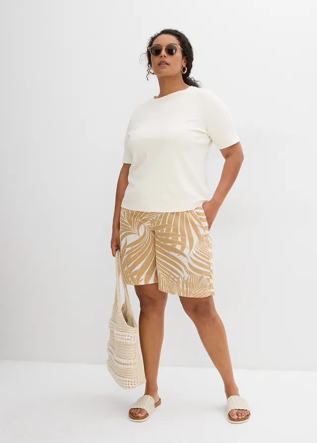 Instap bermuda, Kleur: wolwit-new beige gedessineerd