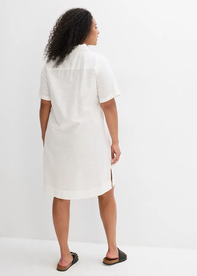 Robe-chemise 100% coton, Couleur: écru