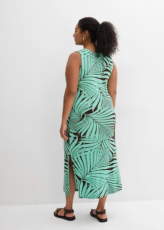 Robe en jersey fluide, Couleur: marron foncé-menthe glaciale imprimé