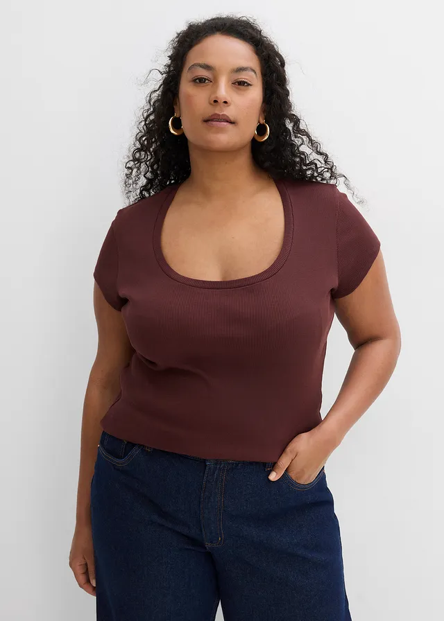 T-shirt 100% coton, Couleur: acajou foncé