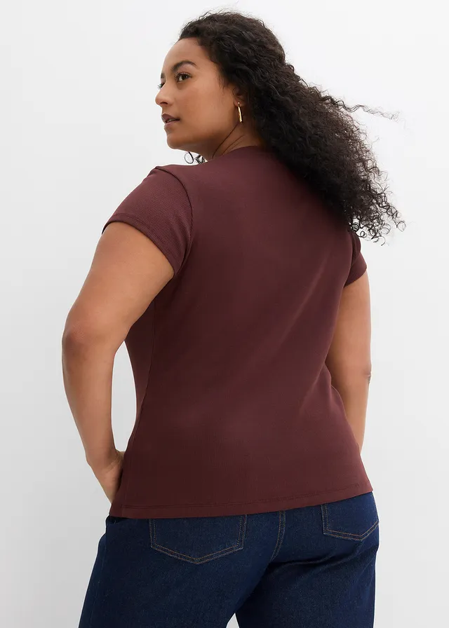 T-shirt 100% coton, Couleur: acajou foncé