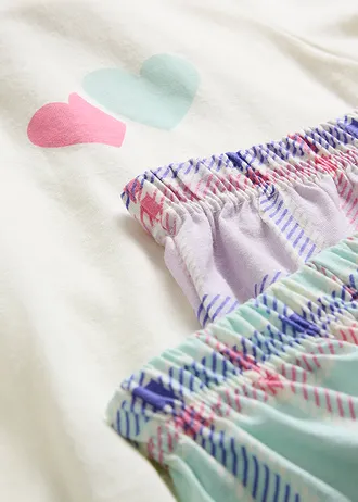 Krátké pyžamo z čisté organické bavlny (4dílná souprava) • růžovofialovo-přírodní bílá + světle tyrkysovo-přírodní bílá kostkovaná • bonprix obchod