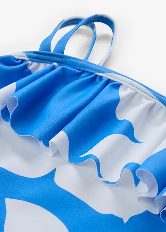 Jednodílné dívčí plavky • modro-bílá s květy • bonprix obchod