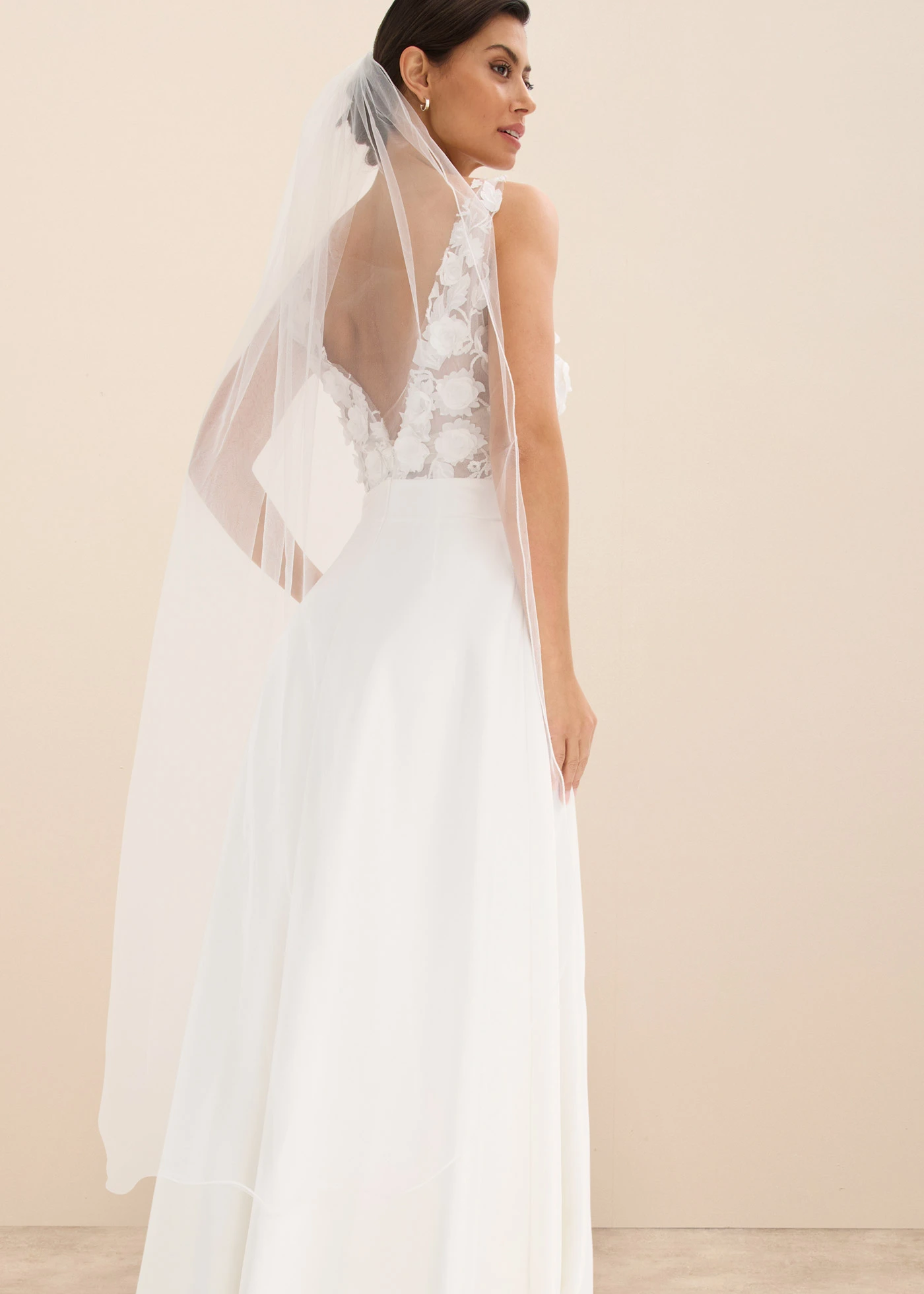 Voile de mariée en matière transparente • blanc 140 cm • Boutique bonprix