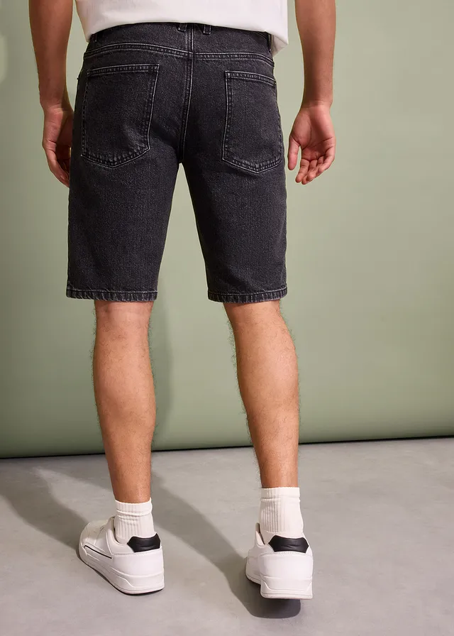 Stretch jeans bermuda, relaxed fit, Kleur: zwart denim