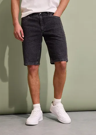 Strečové džínové bermudy, Relaxed Fit, barva: černý denim