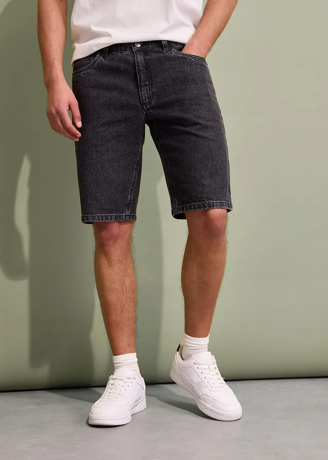 Stretch jeans bermuda, relaxed fit, Kleur: zwart denim