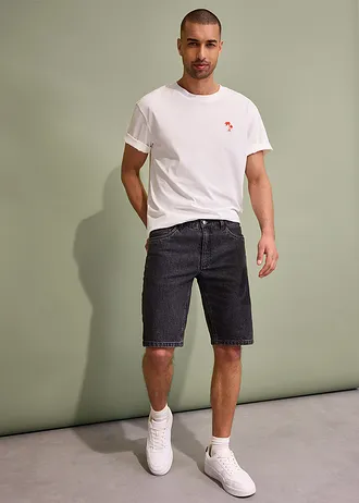 Strečové džínové bermudy, Relaxed Fit, barva: černý denim