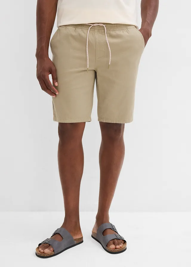 Instap bermuda van puur katoen, regular fit, Kleur: new kaki