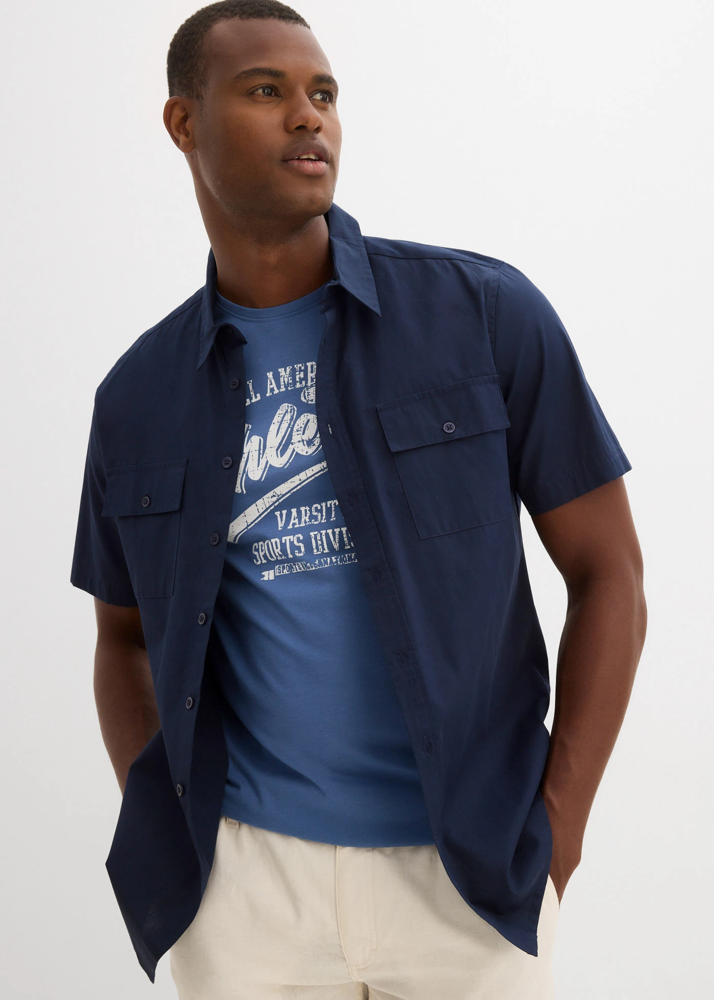 Lot de 2 débardeurs marcel 100% coton • noir + bleu jean imprimé • Boutique bonprix