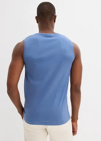 Muscle shirt (set van 2) • zwart+jeansblauw met print • bonprix online shop