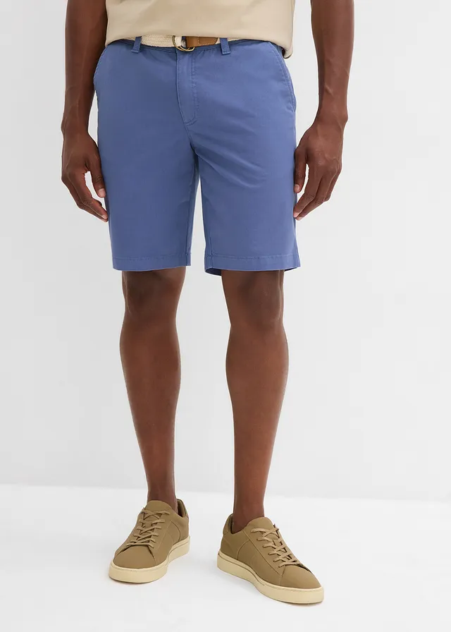 Stretch bermuda met riem, regular fit • jeansblauw • product-page.page-title-suffix