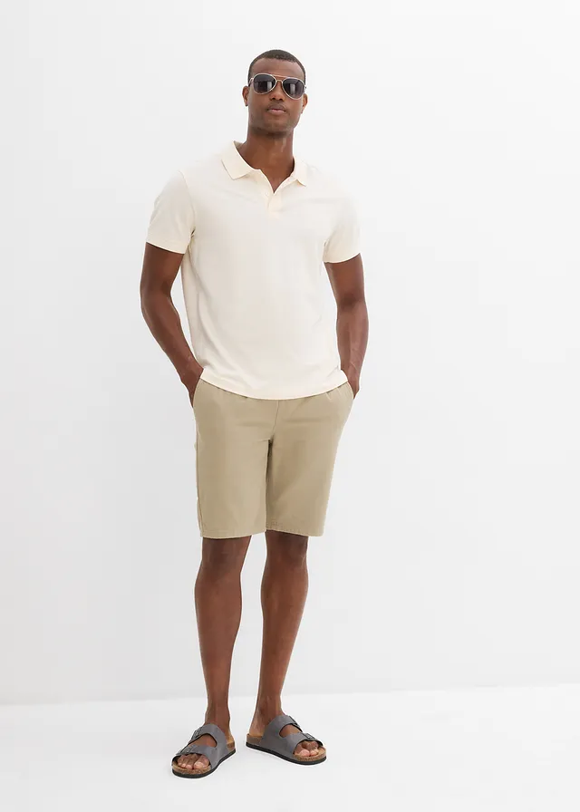 Instap bermuda van puur katoen, regular fit, Kleur: new kaki