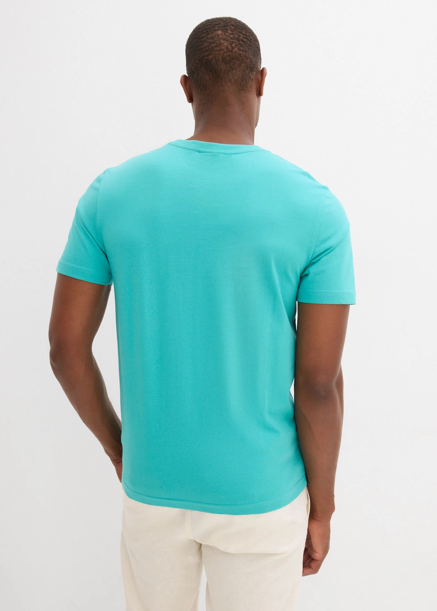 T-shirt van biologisch katoen (set van 2) • mat turkoois+blauwpetrol met print • bonprix online shop