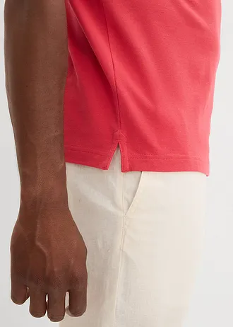 Piqué-poloshirt van puur katoen, korte mouwen (set van 2) • rookblauw+koraalrood • bonprix online shop